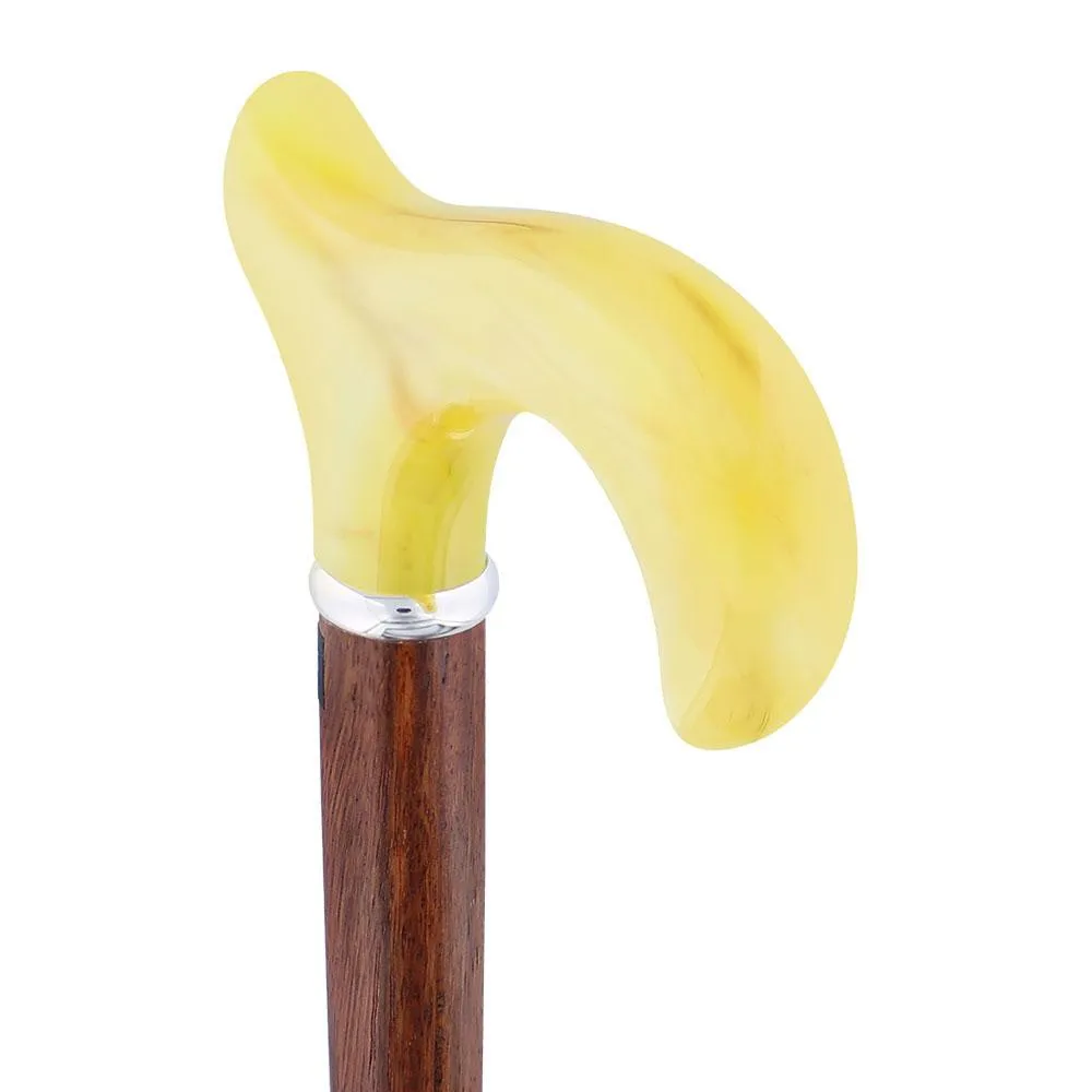 Scratch & Dent Lemon Ice Derby Walking Cane With Genuine Rosewood Shaft and Silver Collar V1483