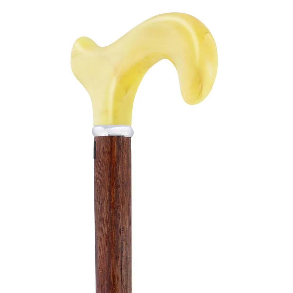 Scratch & Dent Lemon Ice Derby Walking Cane With Genuine Rosewood Shaft and Silver Collar V1483
