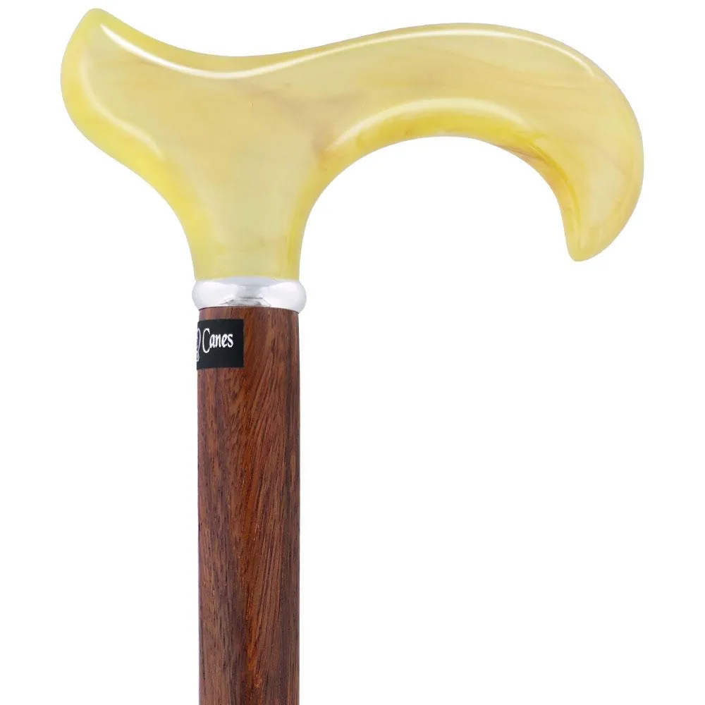 Scratch & Dent Lemon Ice Derby Walking Cane With Genuine Rosewood Shaft and Silver Collar V1483