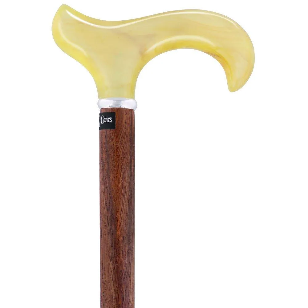 Scratch & Dent Lemon Ice Derby Walking Cane With Genuine Rosewood Shaft and Silver Collar V1483