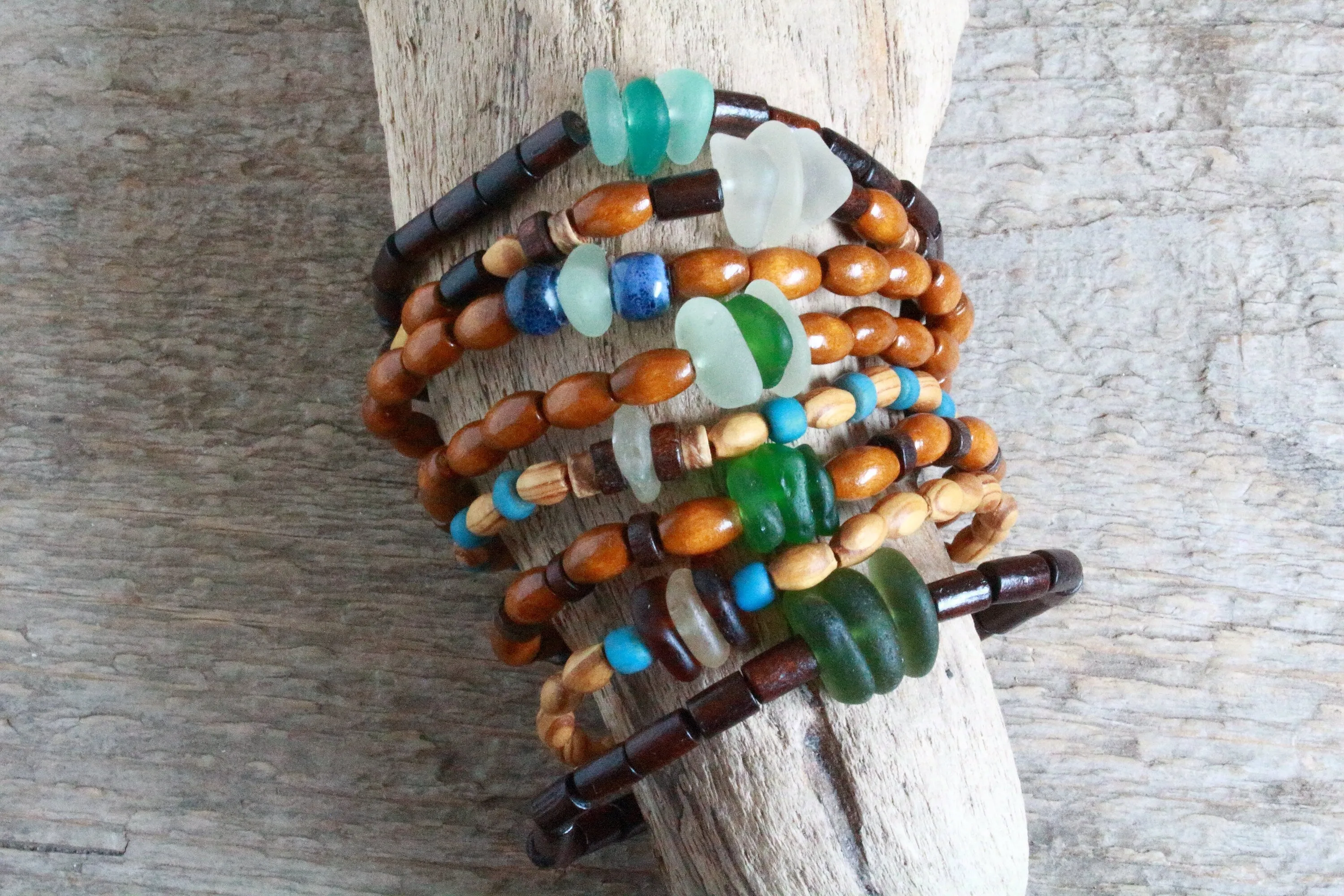 Seafoam Wooden Surf Collection Bracelet