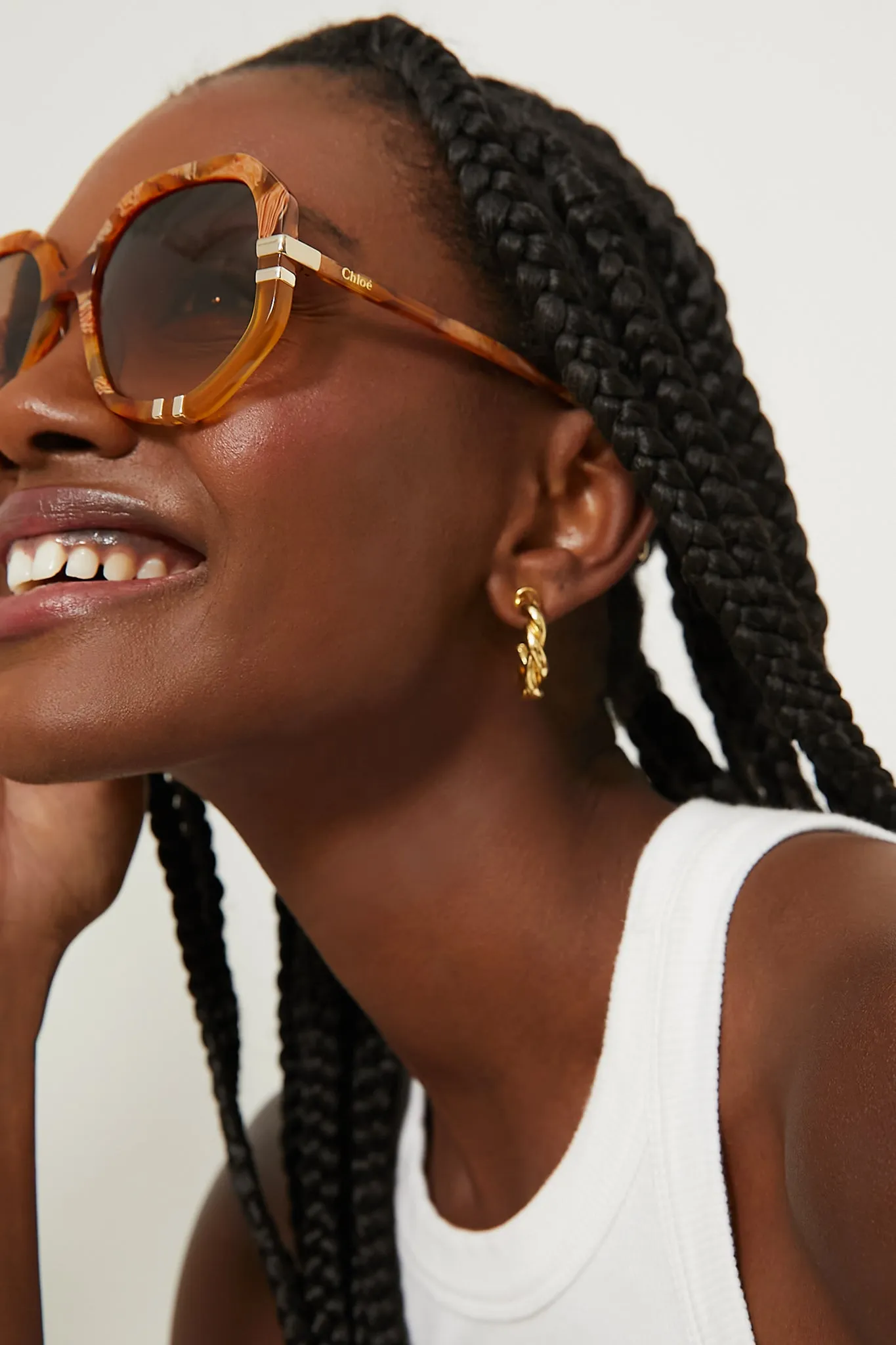 Shiny Caramel and Beige Spotted Havana West Sunglasses