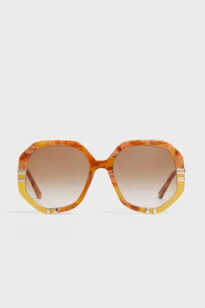Shiny Caramel and Beige Spotted Havana West Sunglasses