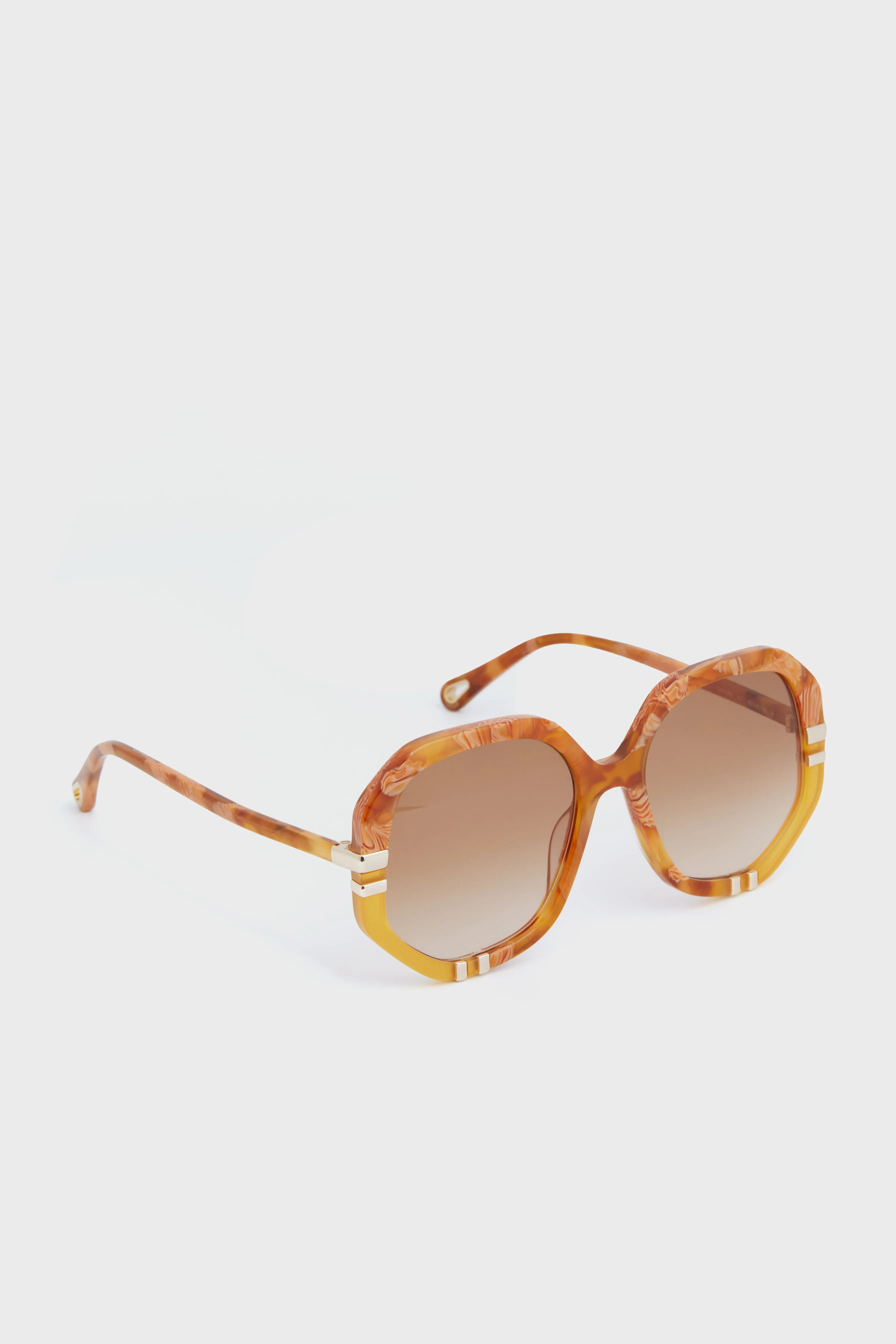 Shiny Caramel and Beige Spotted Havana West Sunglasses