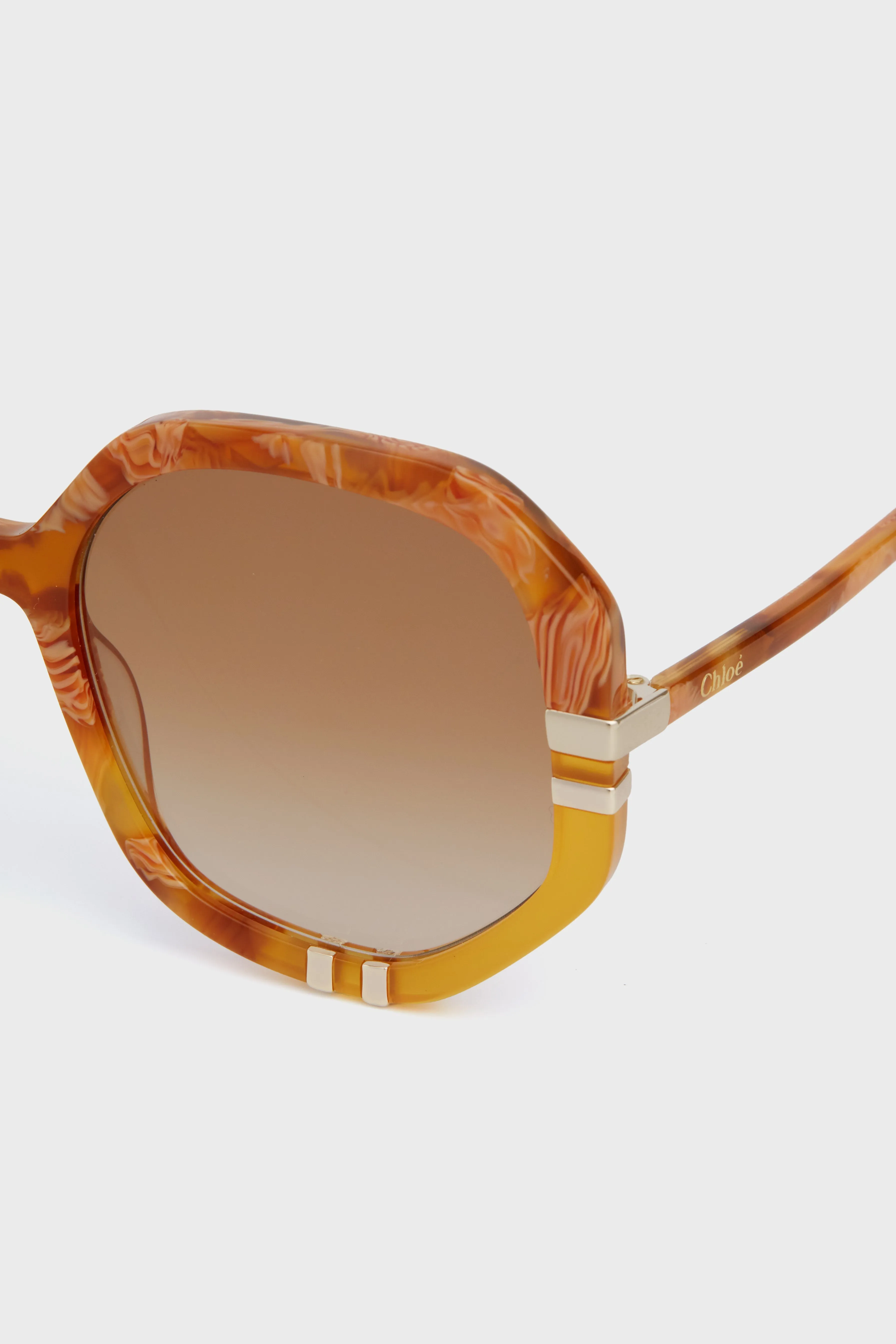 Shiny Caramel and Beige Spotted Havana West Sunglasses