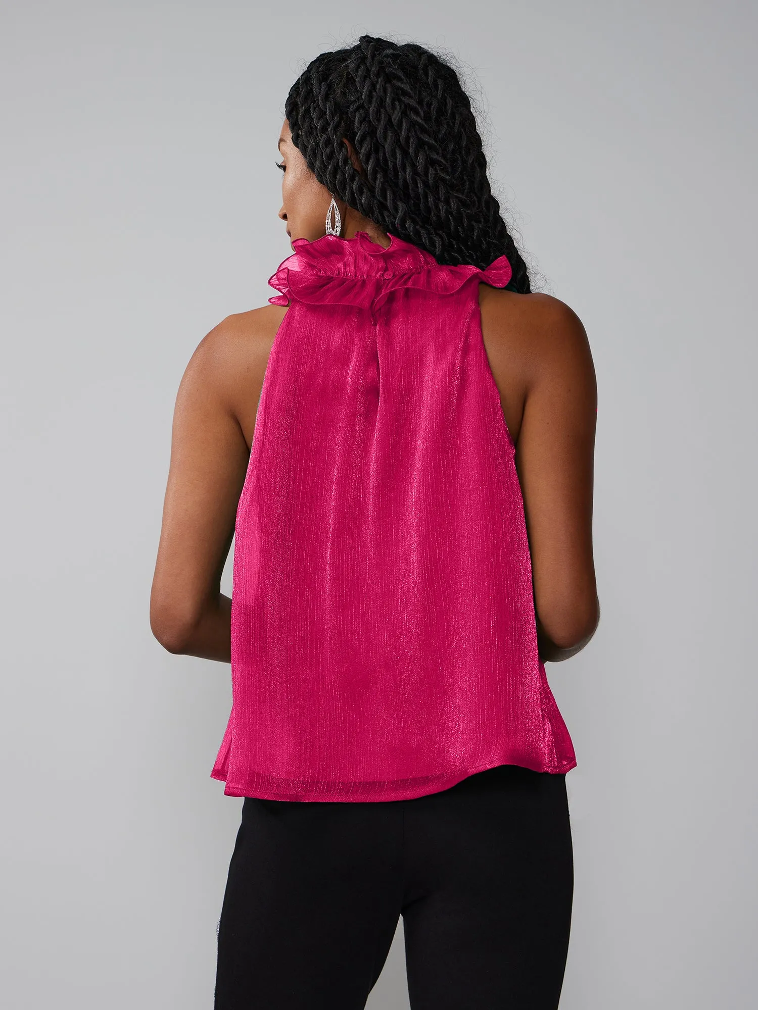 Sleeveless Ruffle Neck Tank Top