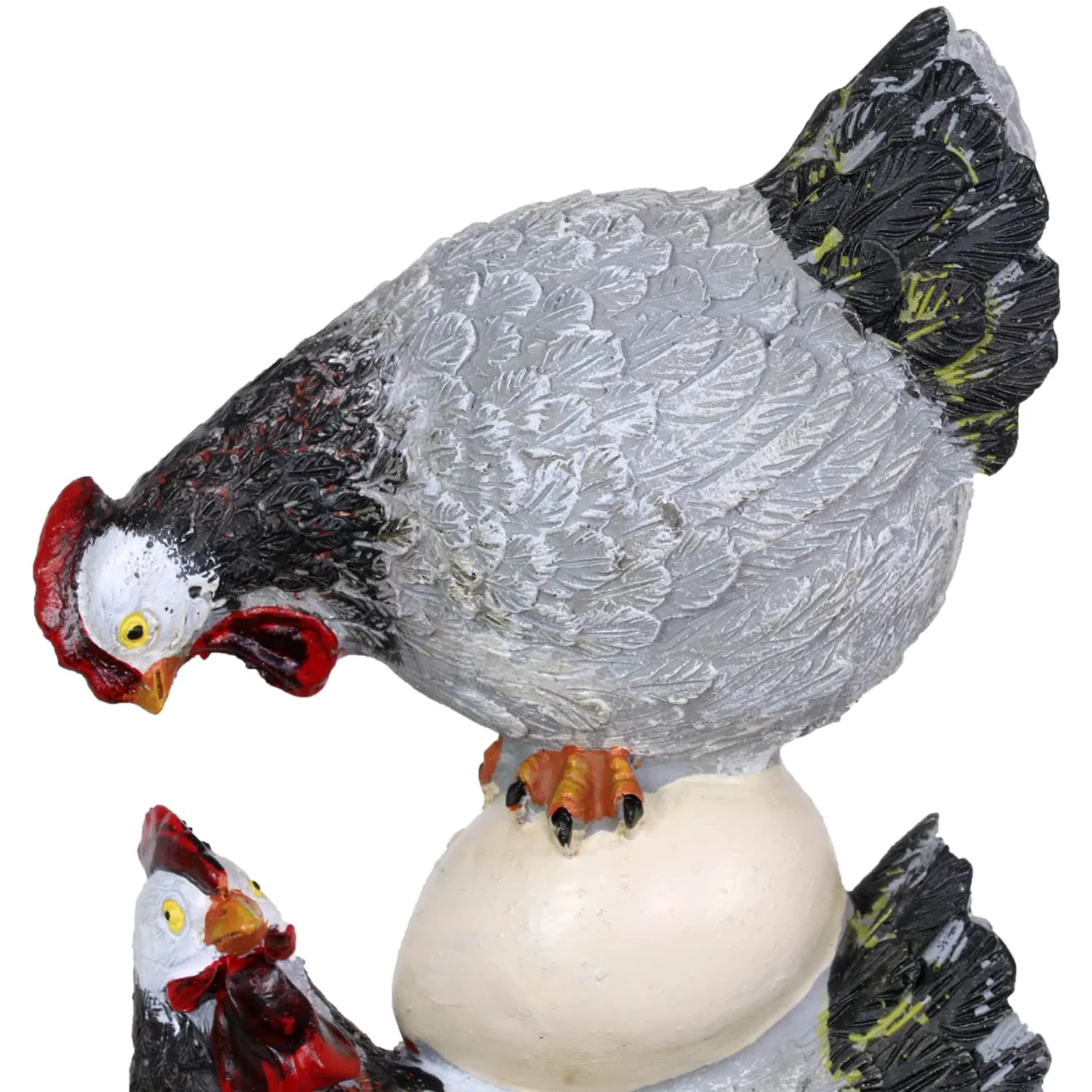 Stacked Chicken and Egg Hand Painted Garden Statue, 12 Inch