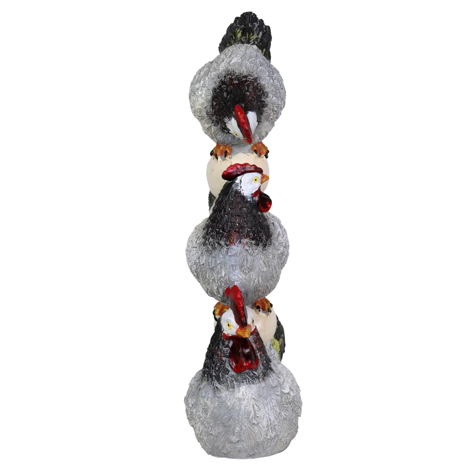 Stacked Chicken and Egg Hand Painted Garden Statue, 12 Inch