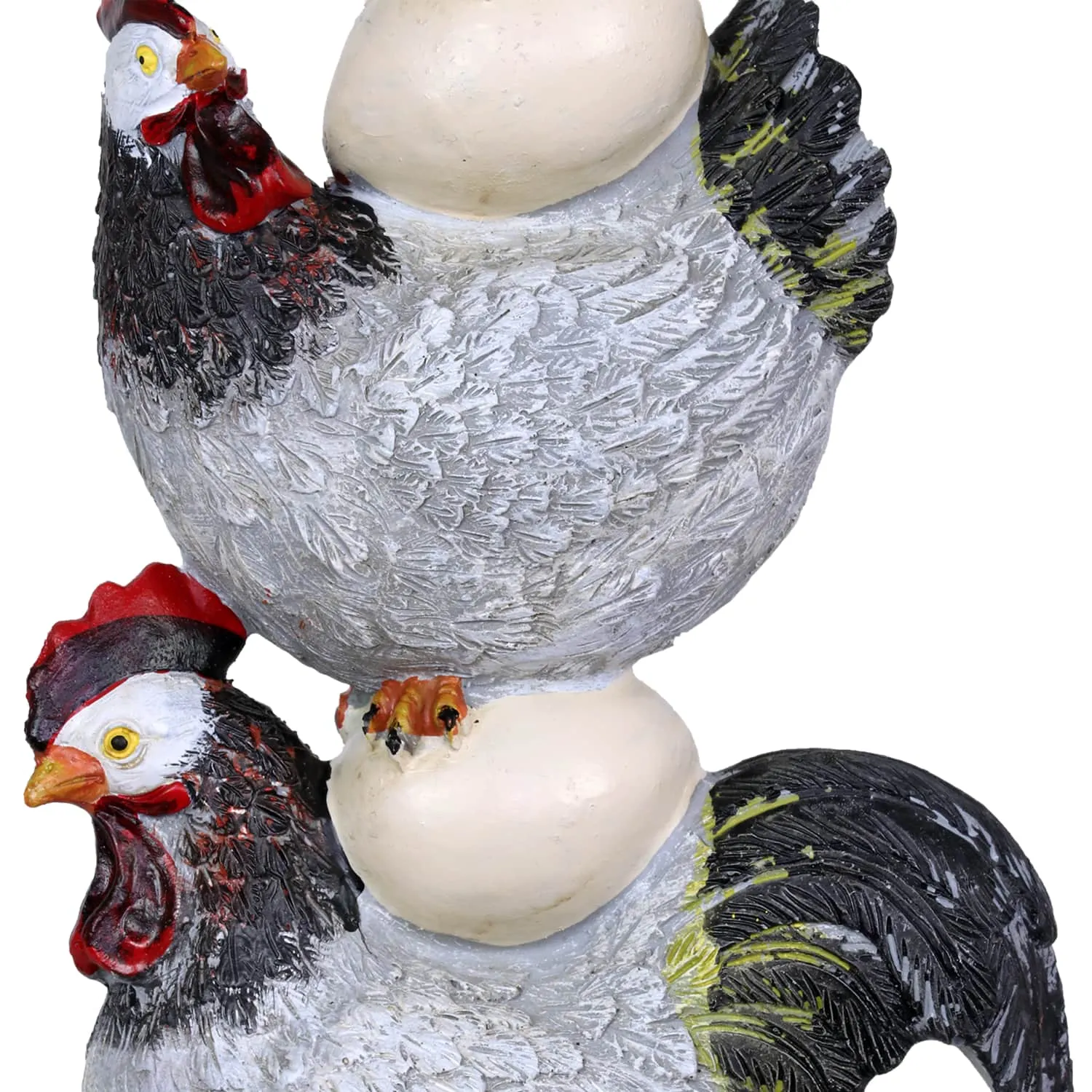 Stacked Chicken and Egg Hand Painted Garden Statue, 12 Inch