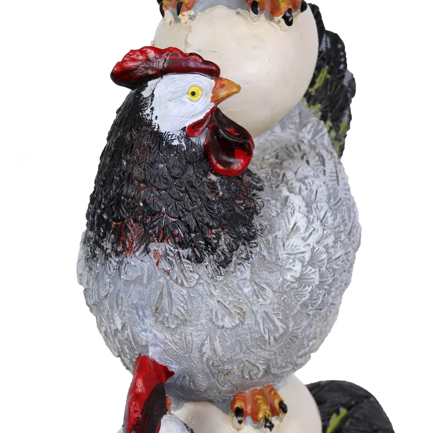Stacked Chicken and Egg Hand Painted Garden Statue, 12 Inch