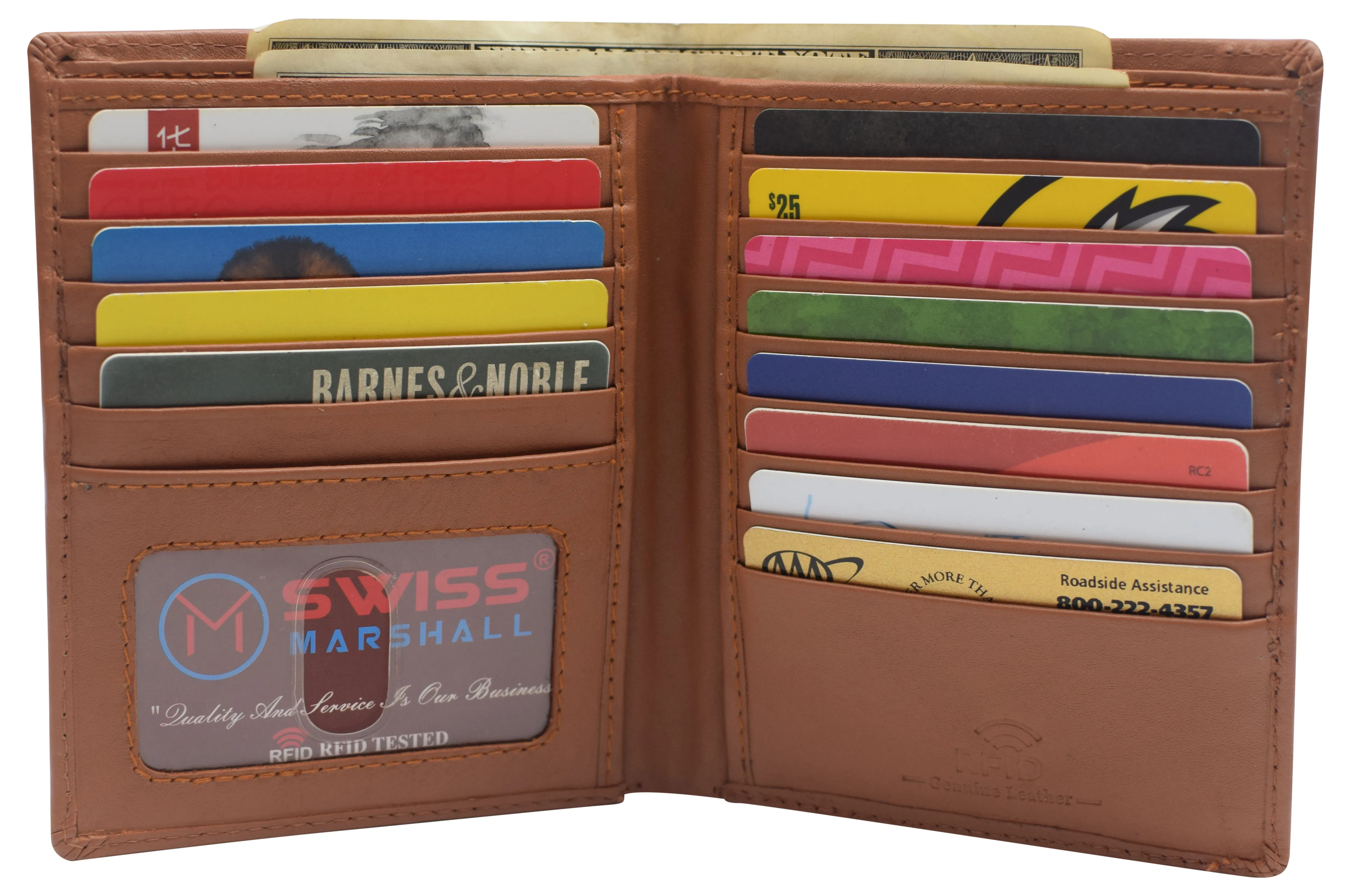Swiss Marshall RFID Men's Slim Bifold Hipster Premium Leather Euro Wallet