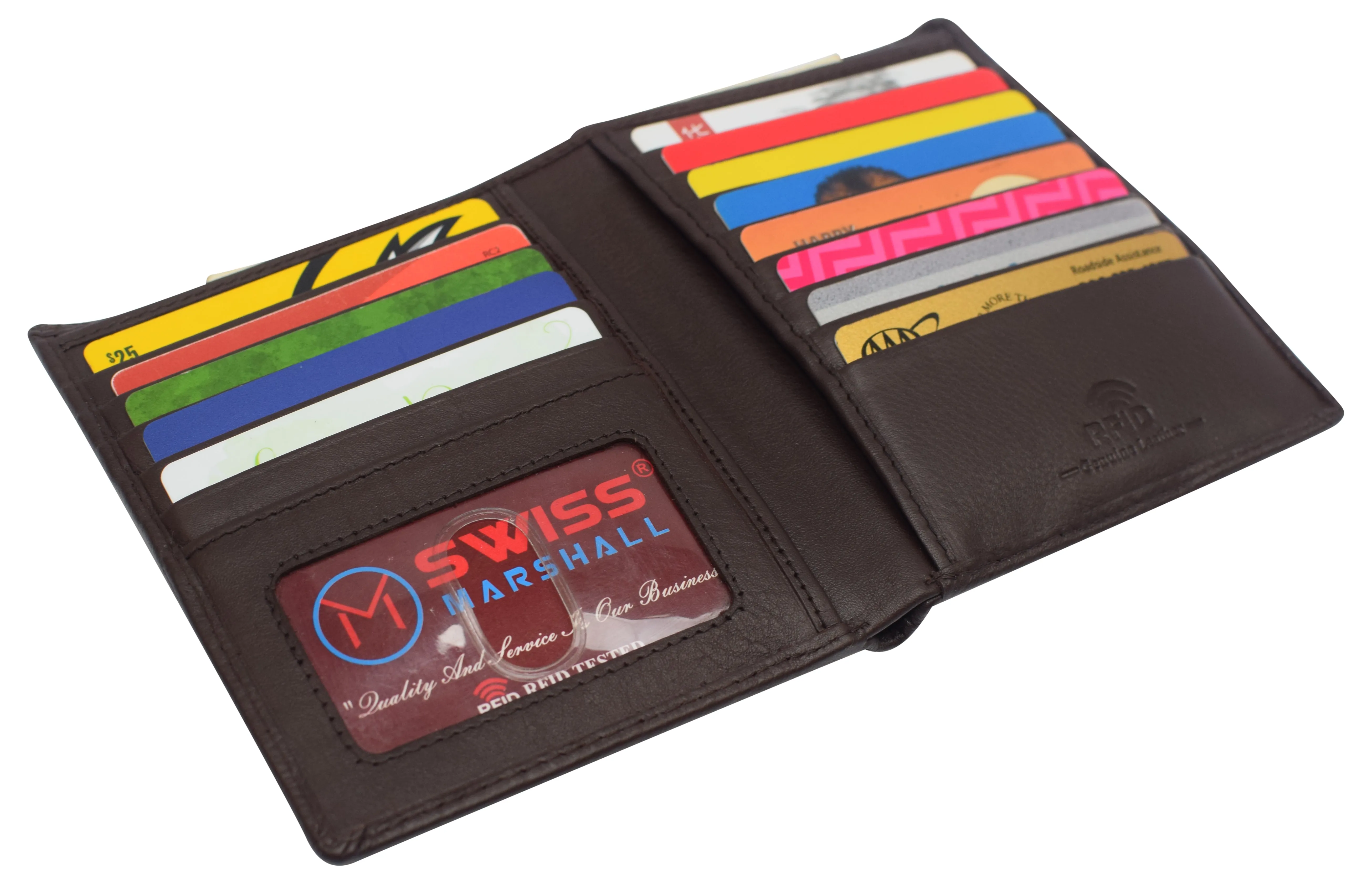 Swiss Marshall RFID Men's Slim Bifold Hipster Premium Leather Euro Wallet