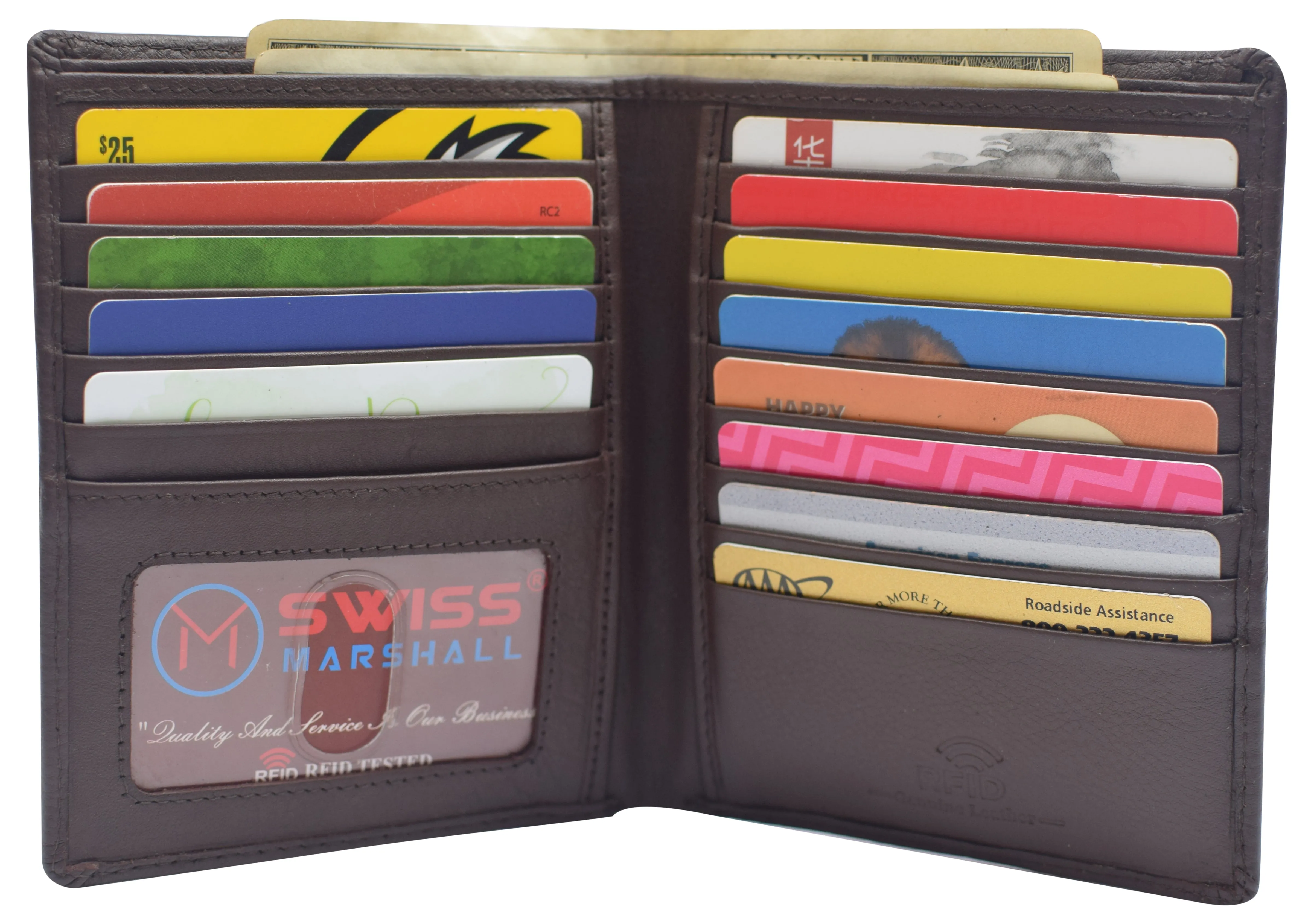 Swiss Marshall RFID Men's Slim Bifold Hipster Premium Leather Euro Wallet