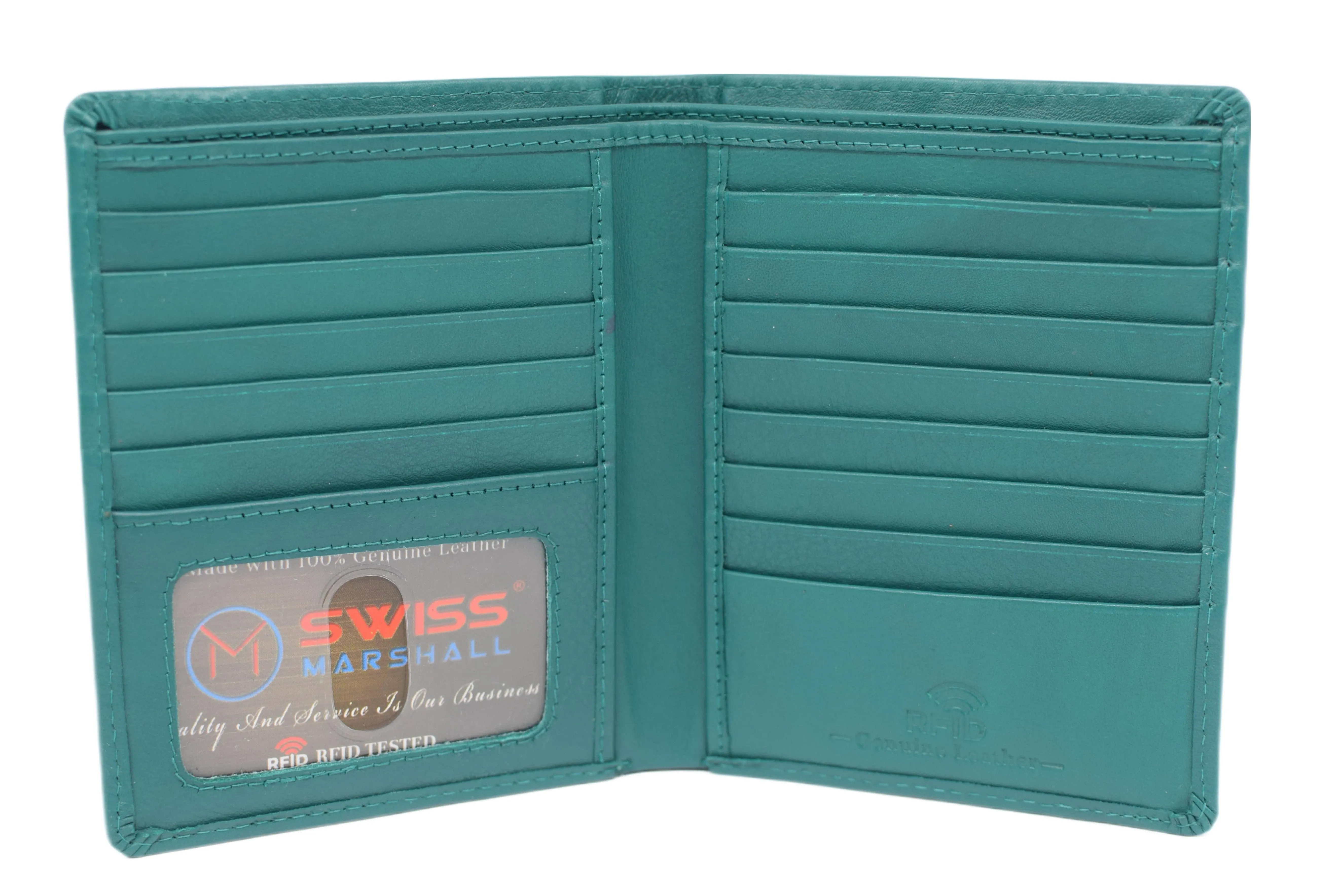 Swiss Marshall RFID Men's Slim Bifold Hipster Premium Leather Euro Wallet