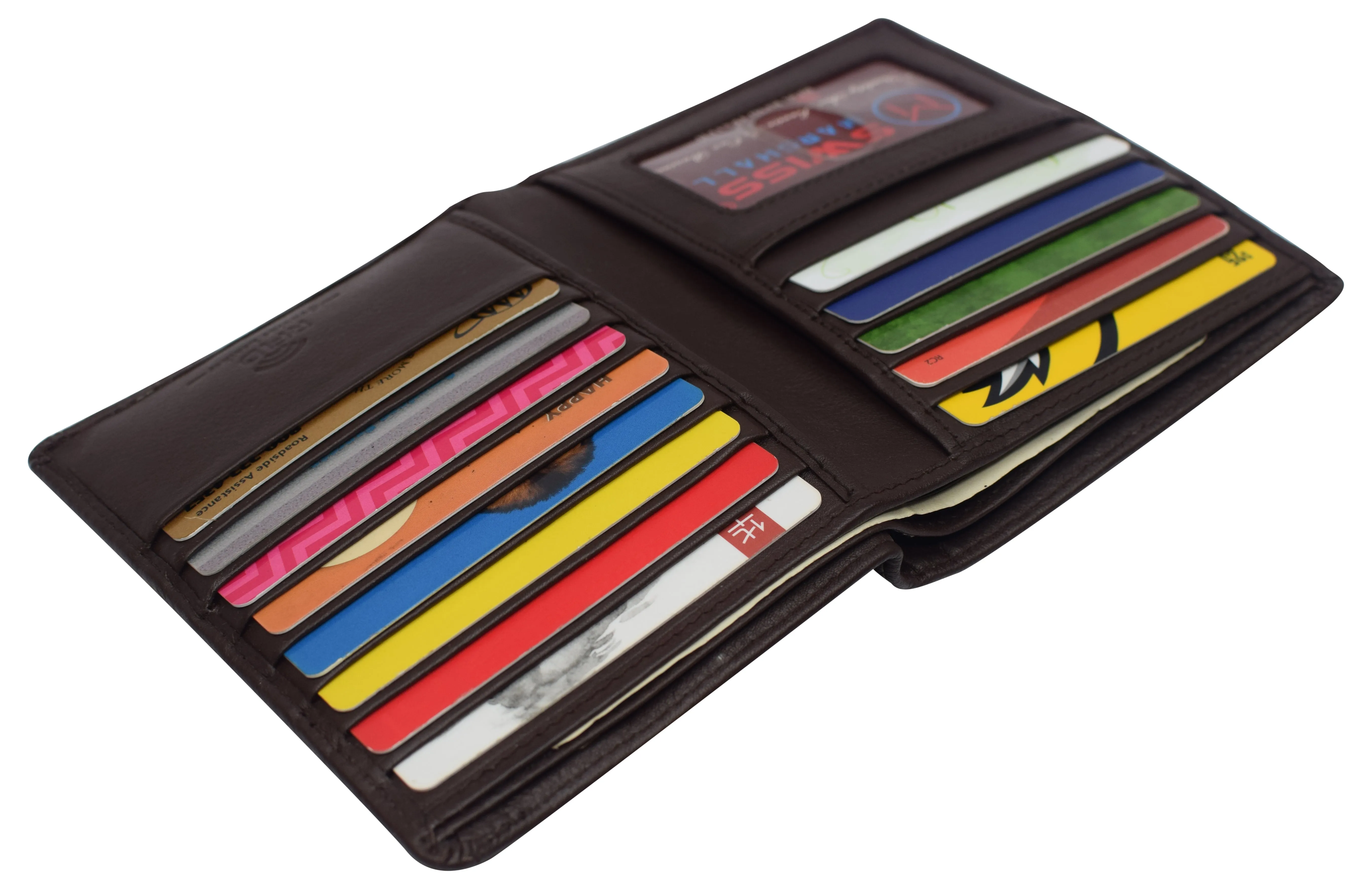 Swiss Marshall RFID Men's Slim Bifold Hipster Premium Leather Euro Wallet