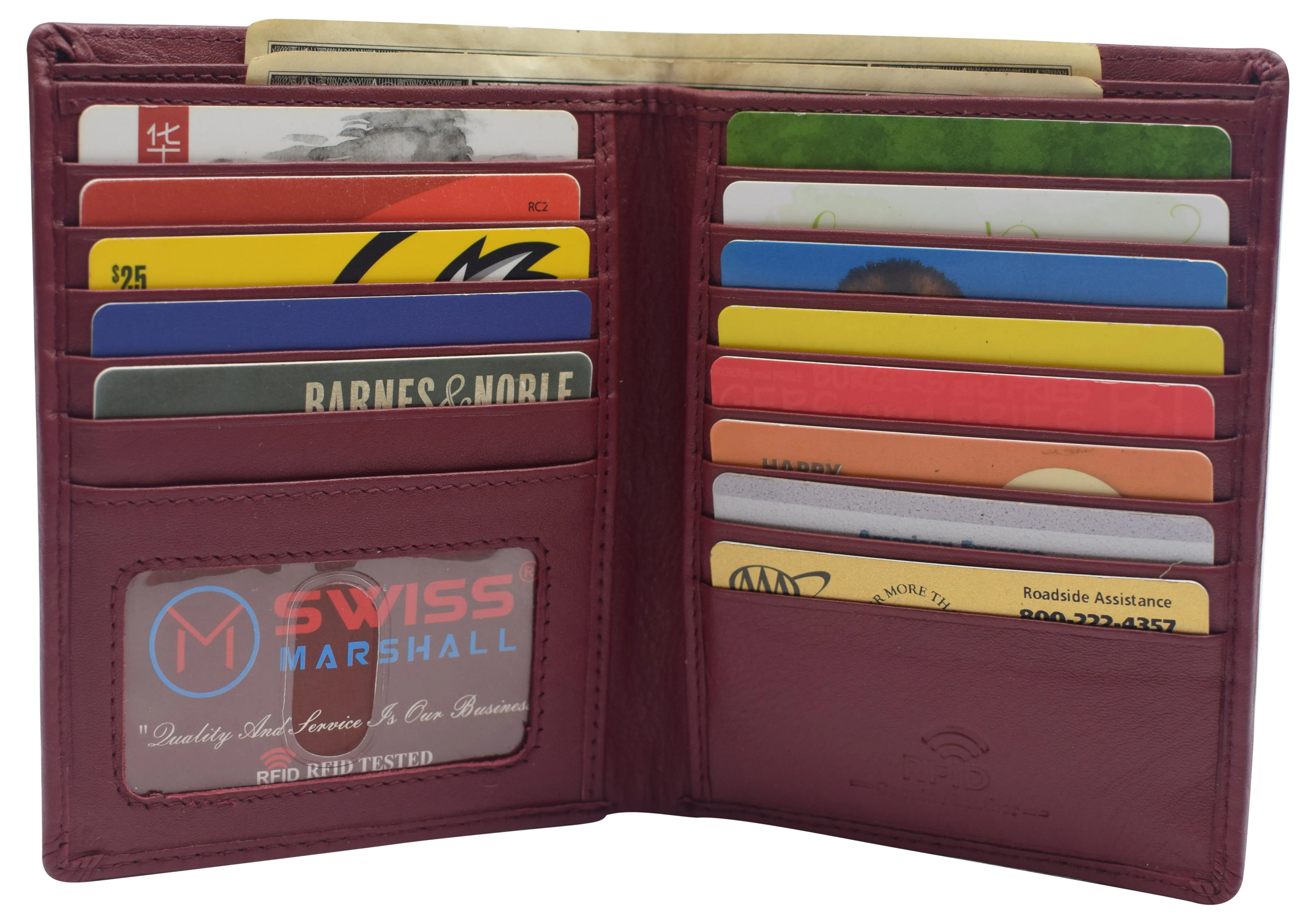 Swiss Marshall RFID Men's Slim Bifold Hipster Premium Leather Euro Wallet