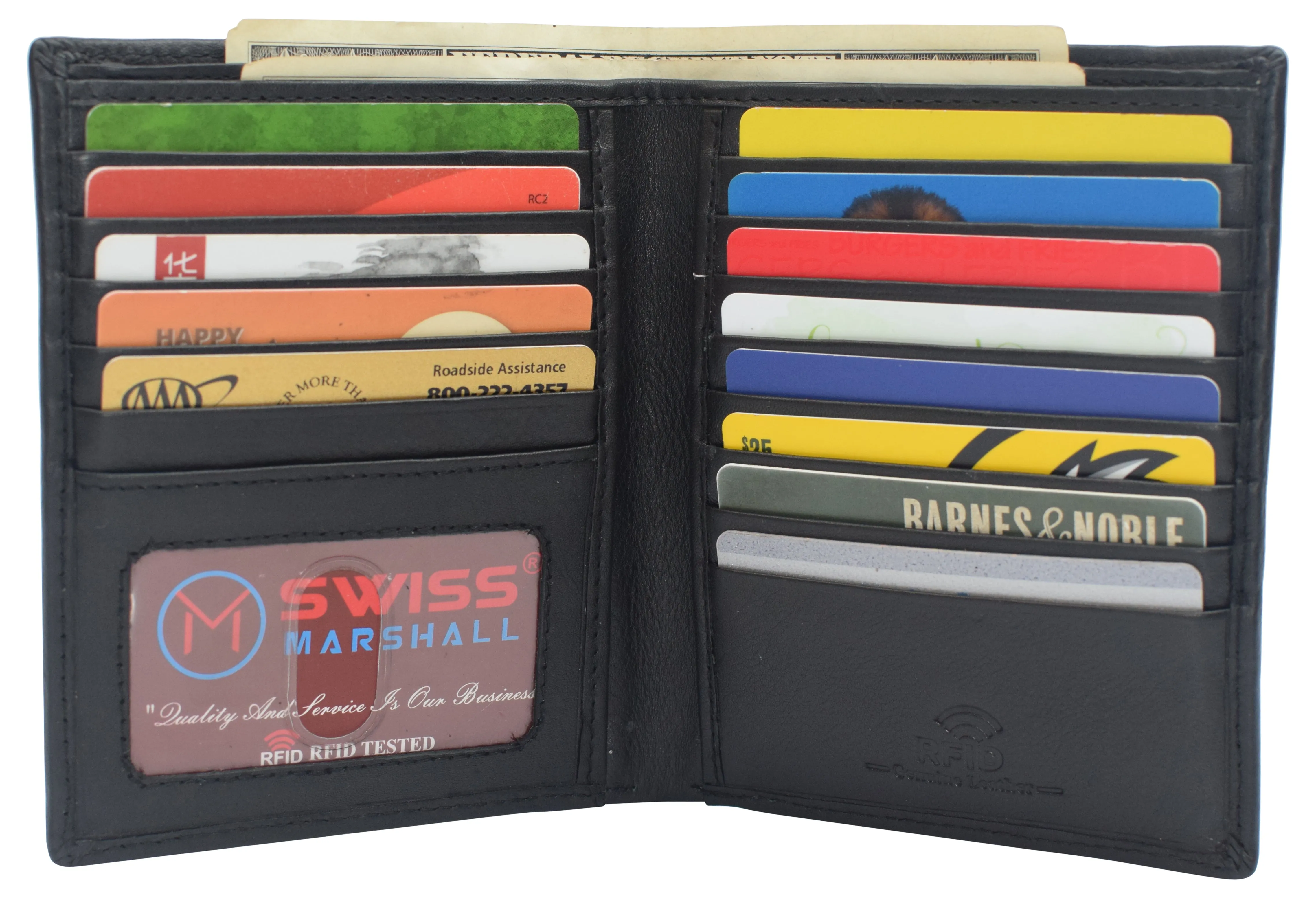 Swiss Marshall RFID Men's Slim Bifold Hipster Premium Leather Euro Wallet
