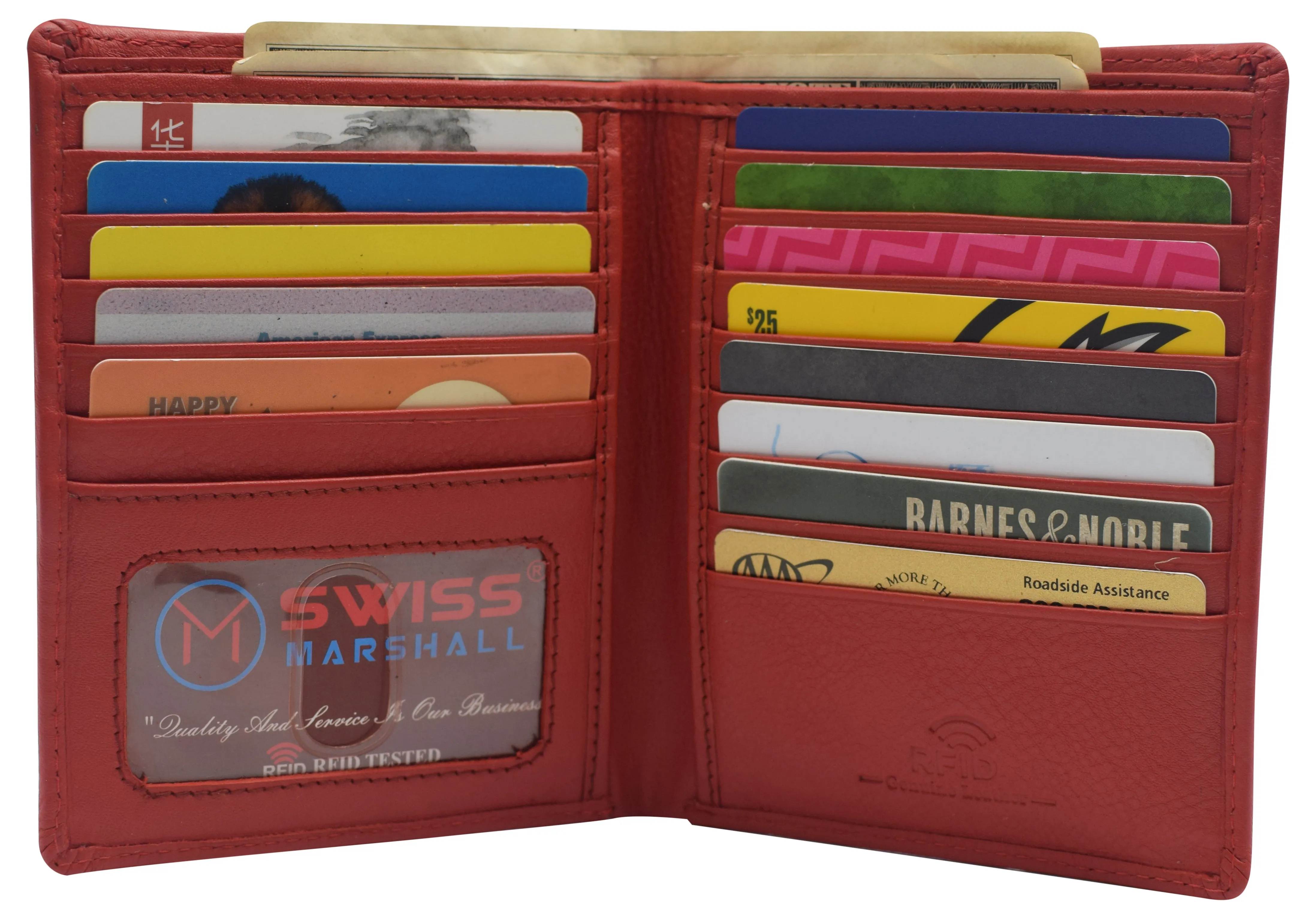 Swiss Marshall RFID Men's Slim Bifold Hipster Premium Leather Euro Wallet