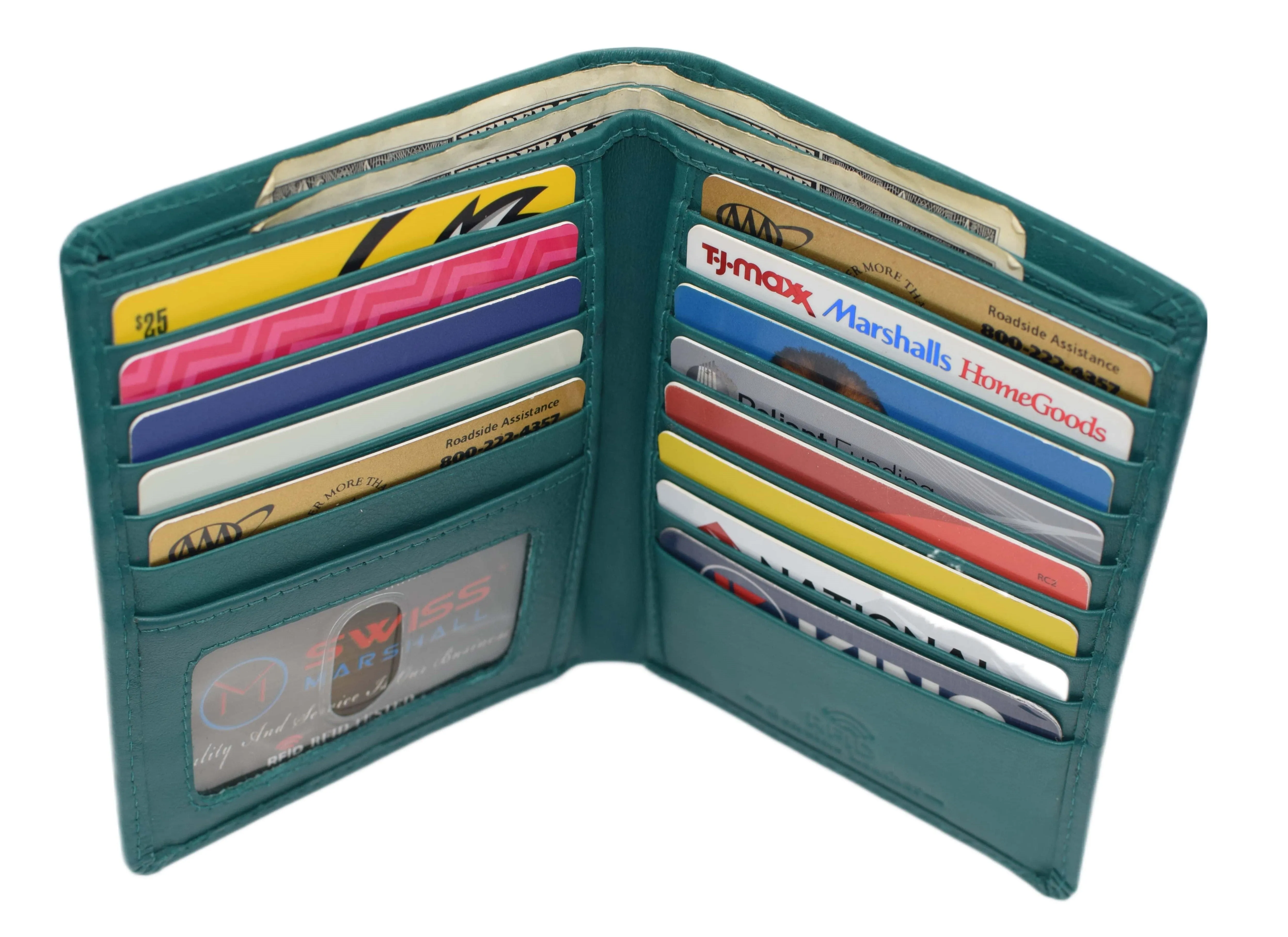 Swiss Marshall RFID Men's Slim Bifold Hipster Premium Leather Euro Wallet