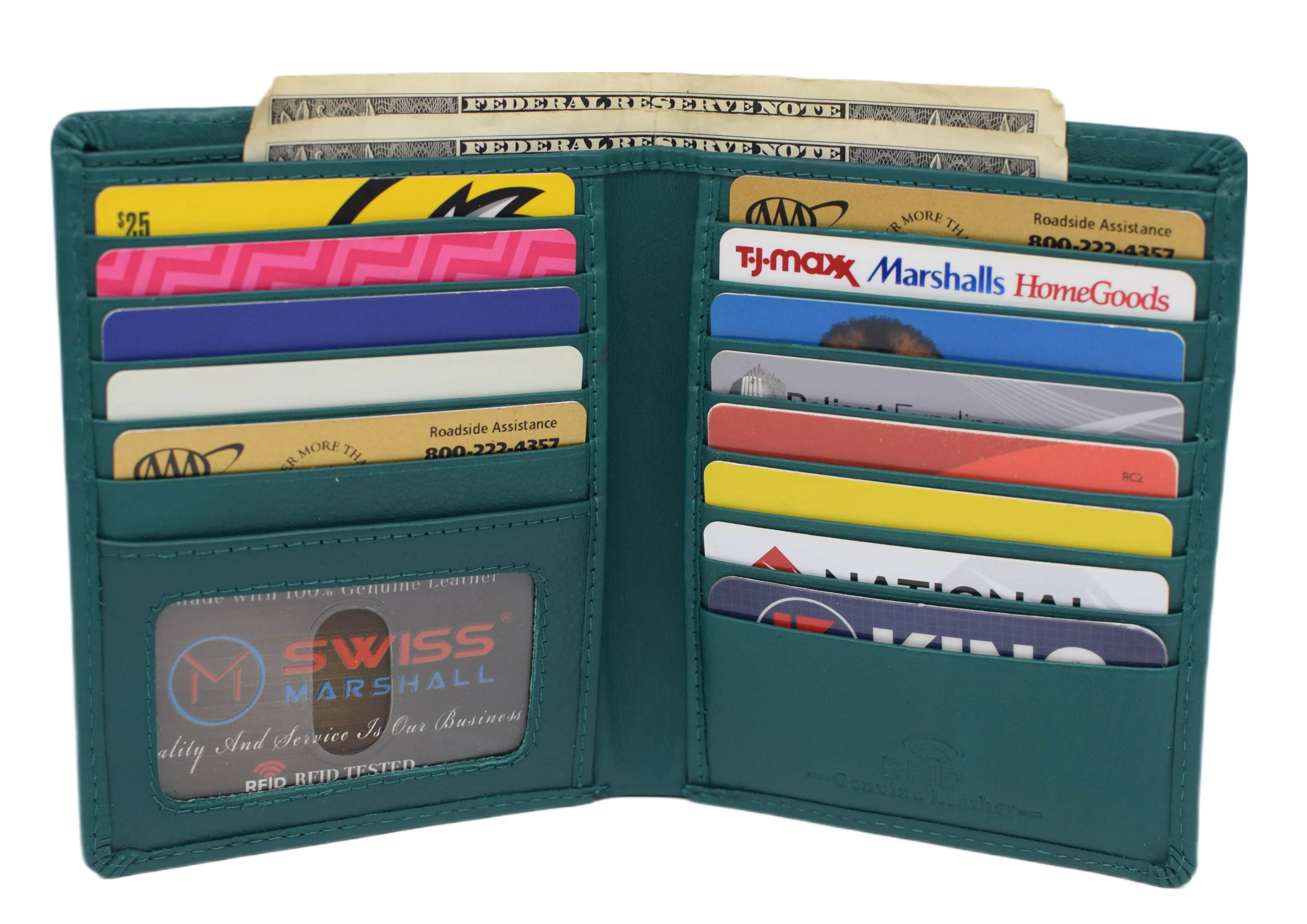 Swiss Marshall RFID Men's Slim Bifold Hipster Premium Leather Euro Wallet