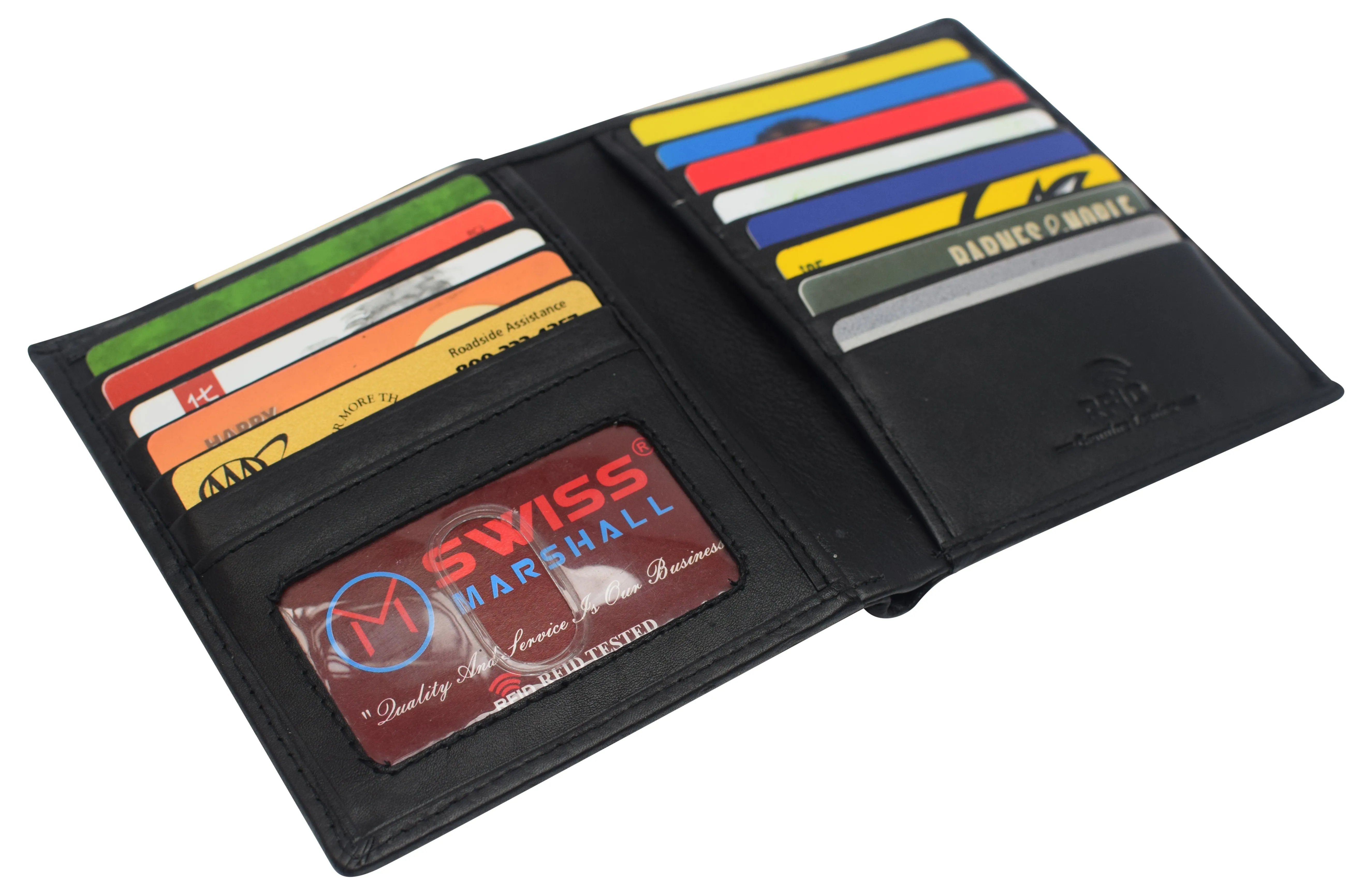 Swiss Marshall RFID Men's Slim Bifold Hipster Premium Leather Euro Wallet