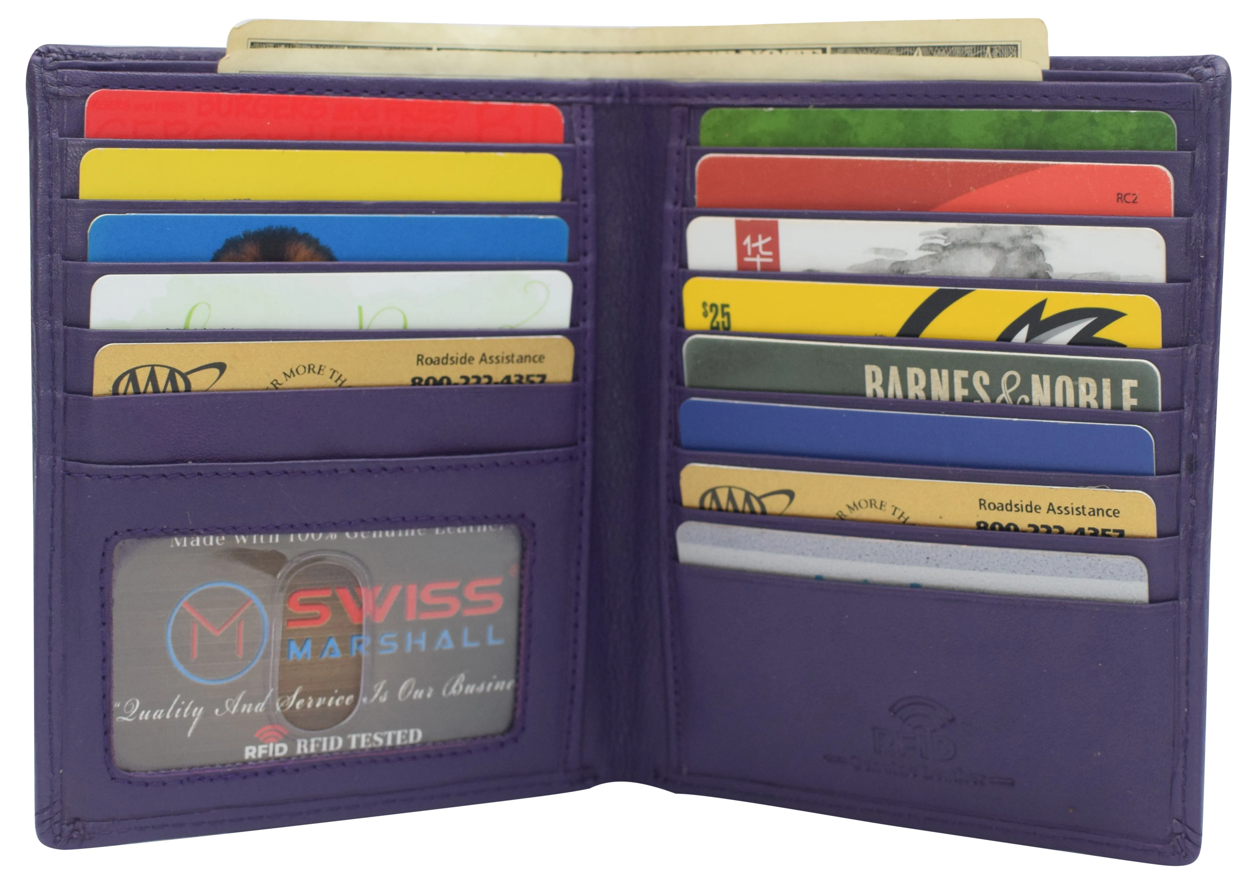 Swiss Marshall RFID Men's Slim Bifold Hipster Premium Leather Euro Wallet