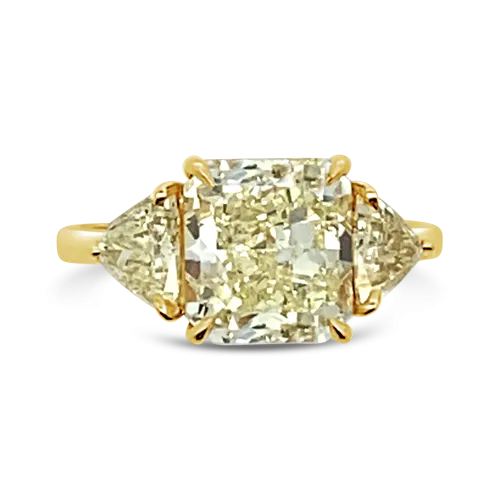 Three Stone Yellow Diamond Ring