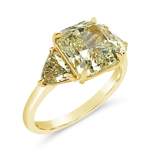 Three Stone Yellow Diamond Ring