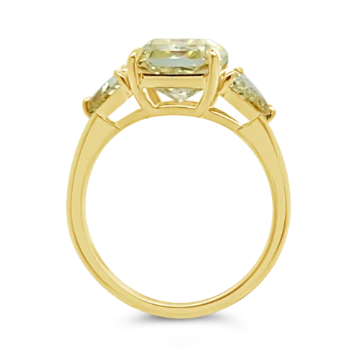 Three Stone Yellow Diamond Ring
