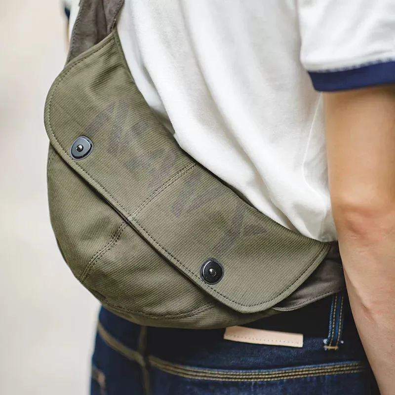Vintage Canvas Deck Shoulder Waist Chest Bag P0579