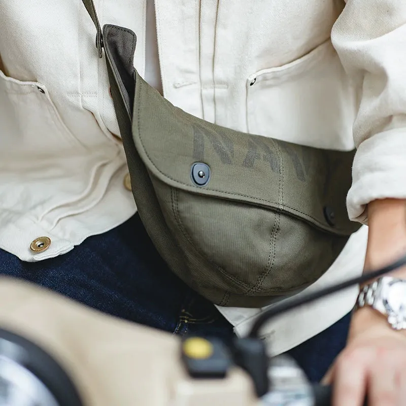 Vintage Canvas Deck Shoulder Waist Chest Bag P0579