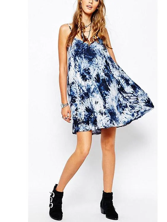 Wholesale Sleeveless Fantasy Colour Mini Dress