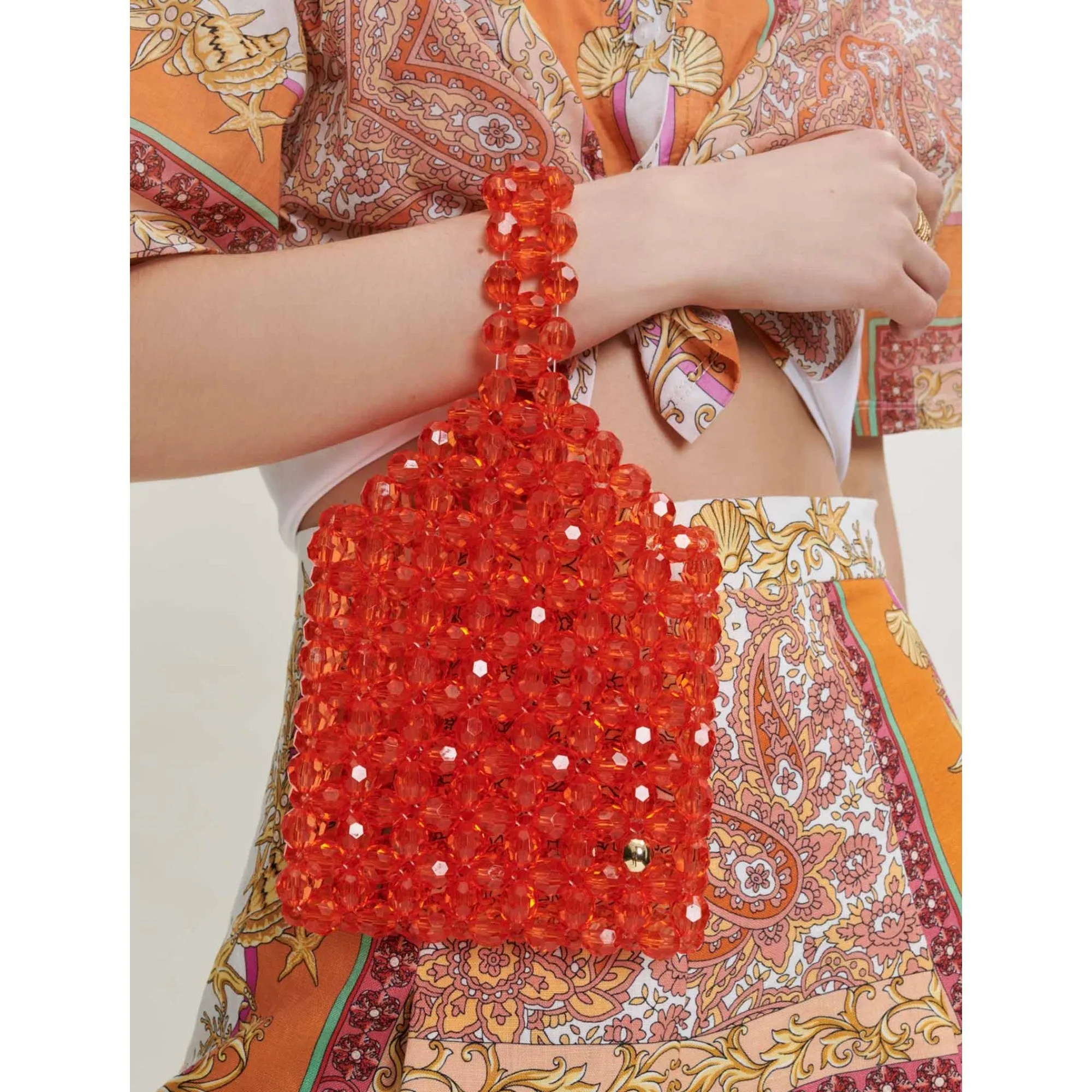 Women Beaded Mini Bag - Orange