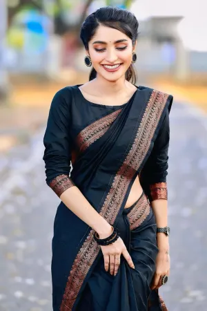 WOMEN'S HEAVY BANARASI SILK WOVEN PATTERN MODERN JACQUARD WORK MOST TRENDY