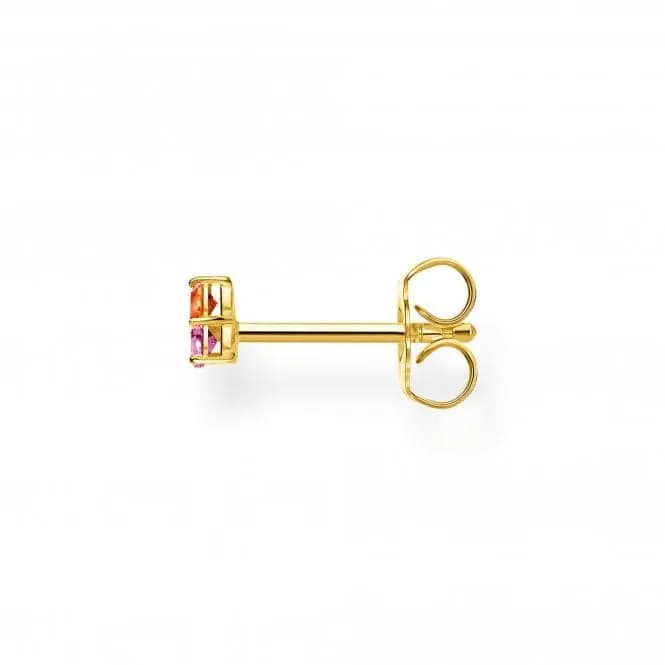 Yellow Gold Multicolour Triangle Single Ear Stud H2138-488-7